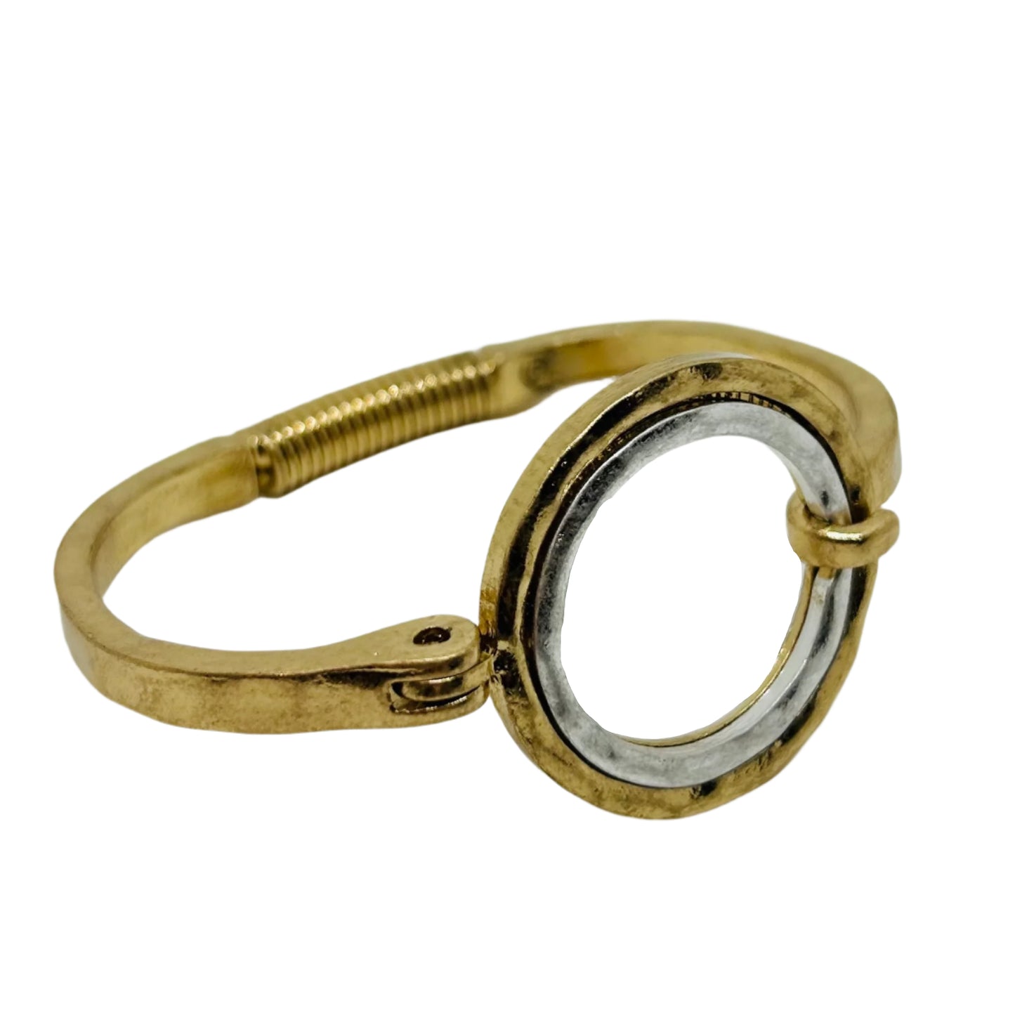 Hammered Two-tone Circle Bracelet