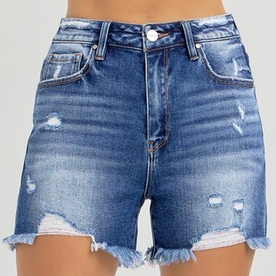 High Rise Distressed Detail Shorts