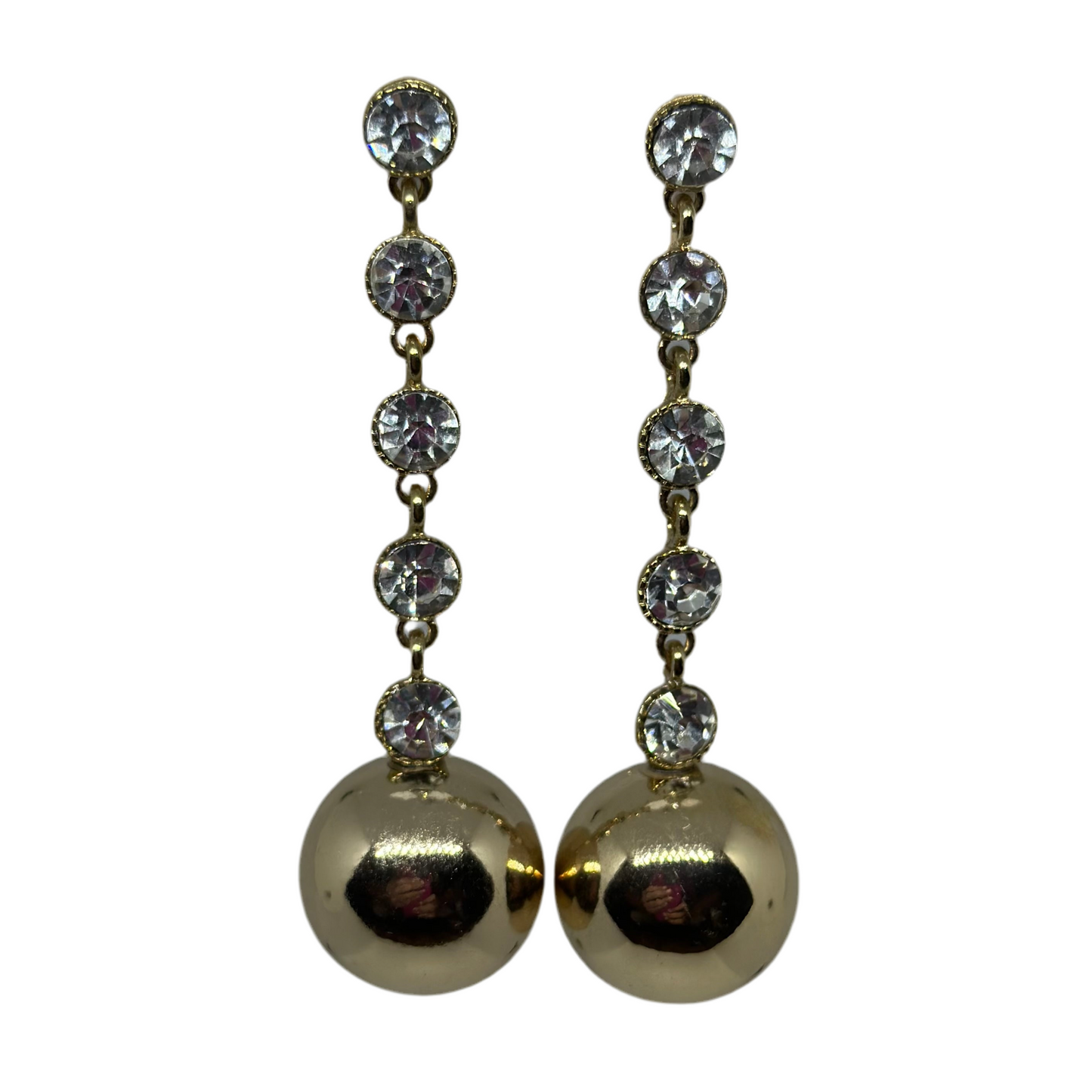 Crystal & Metal Linear Earrings- Gold/Clear