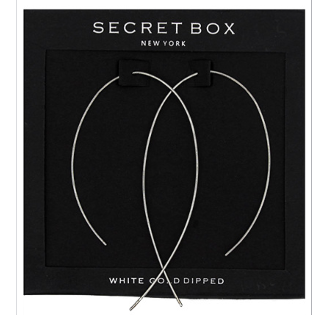 Curved Earrings- 24KT White Gold Dipped