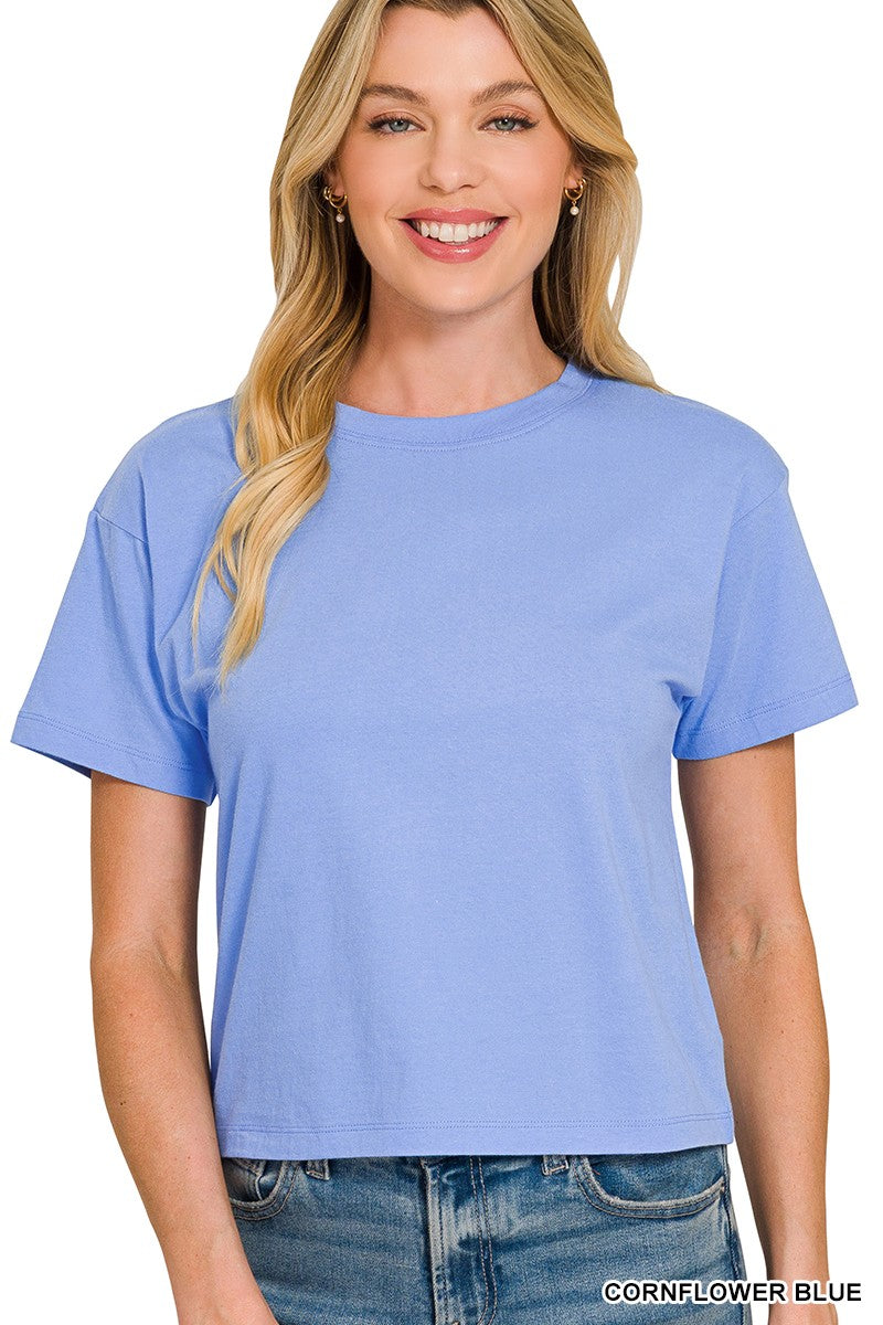 Cotton Crew Cropped Tee - Assorted
