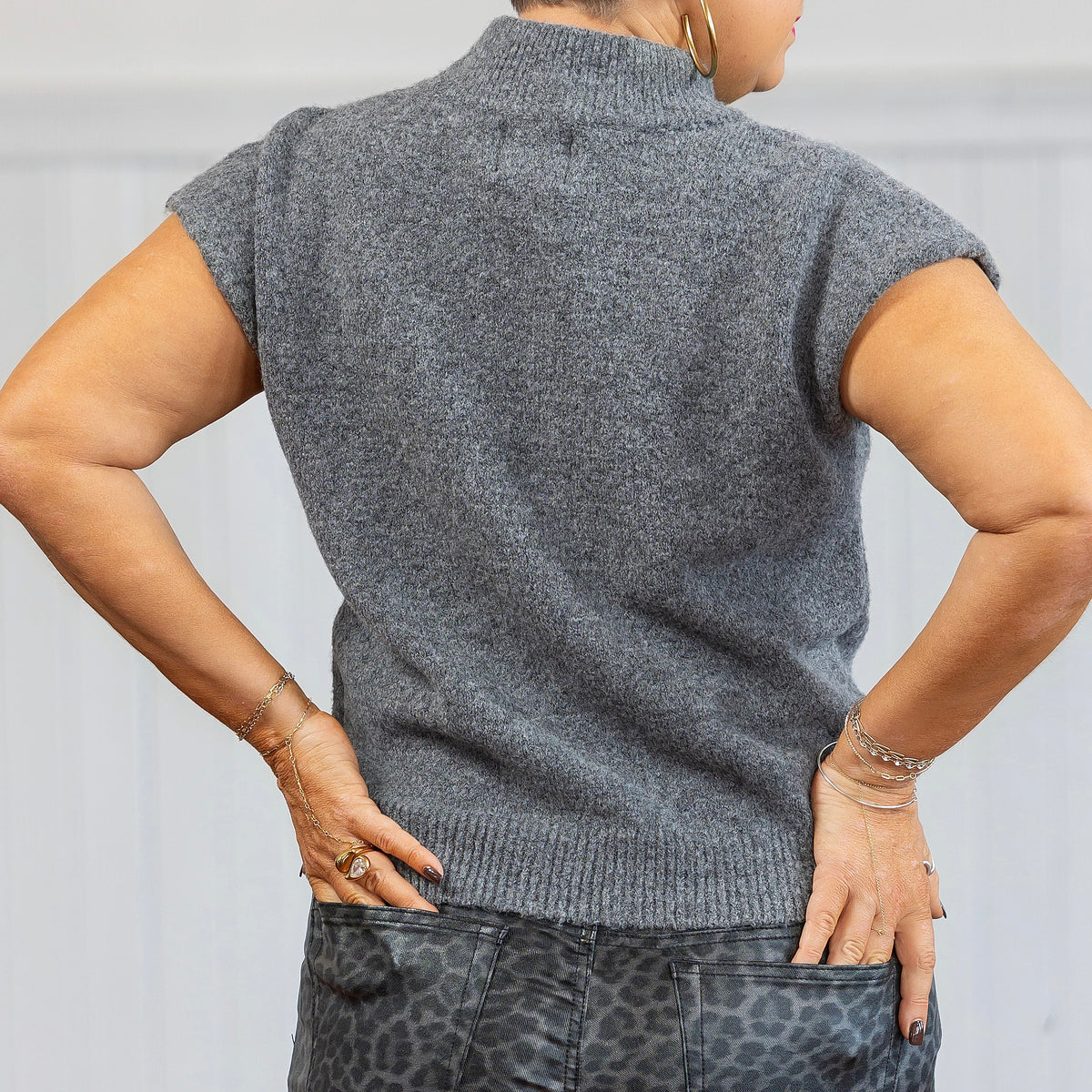 Studs Vest - Charcoal Grey