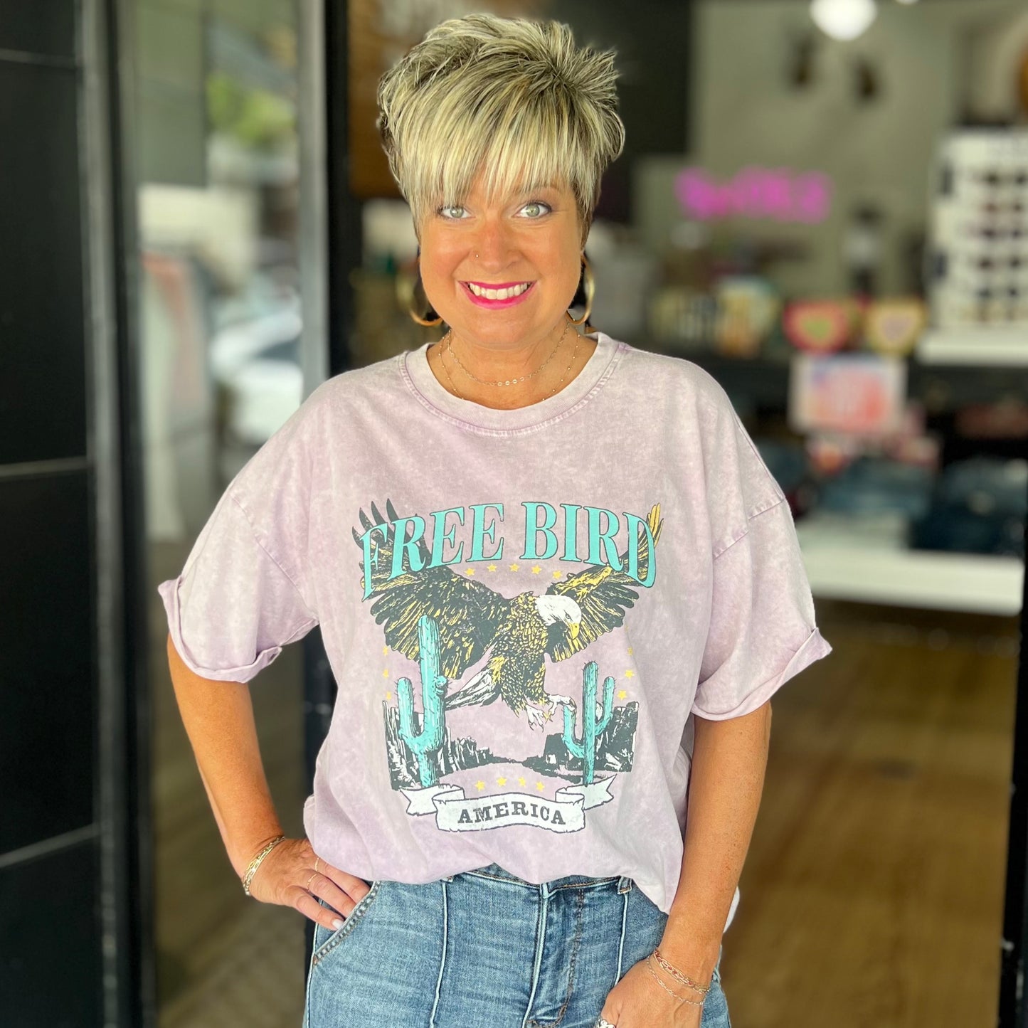 Free Bird America Tee - Lavender
