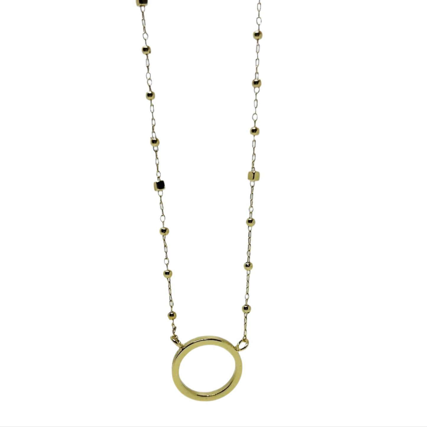 Open Round Charm Ball Necklace - Gold