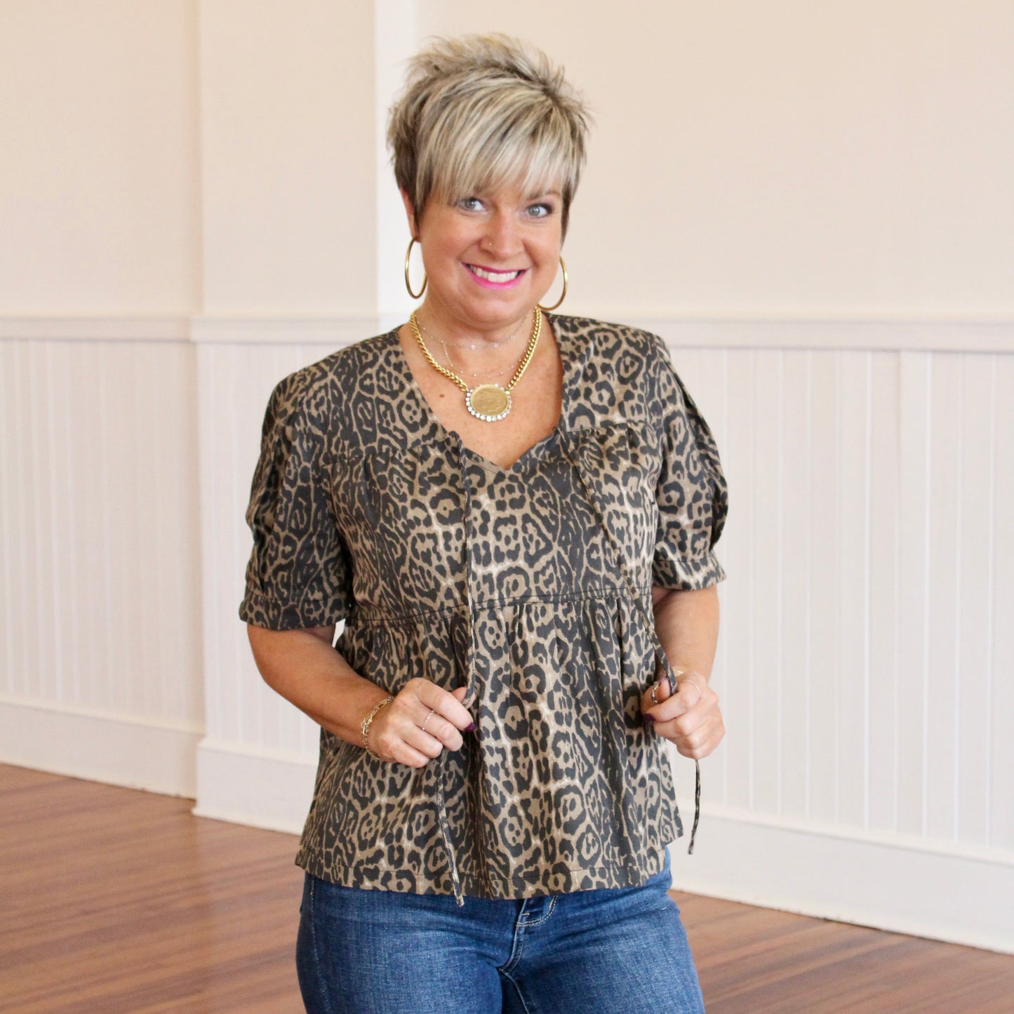 Leopard Babydoll Top