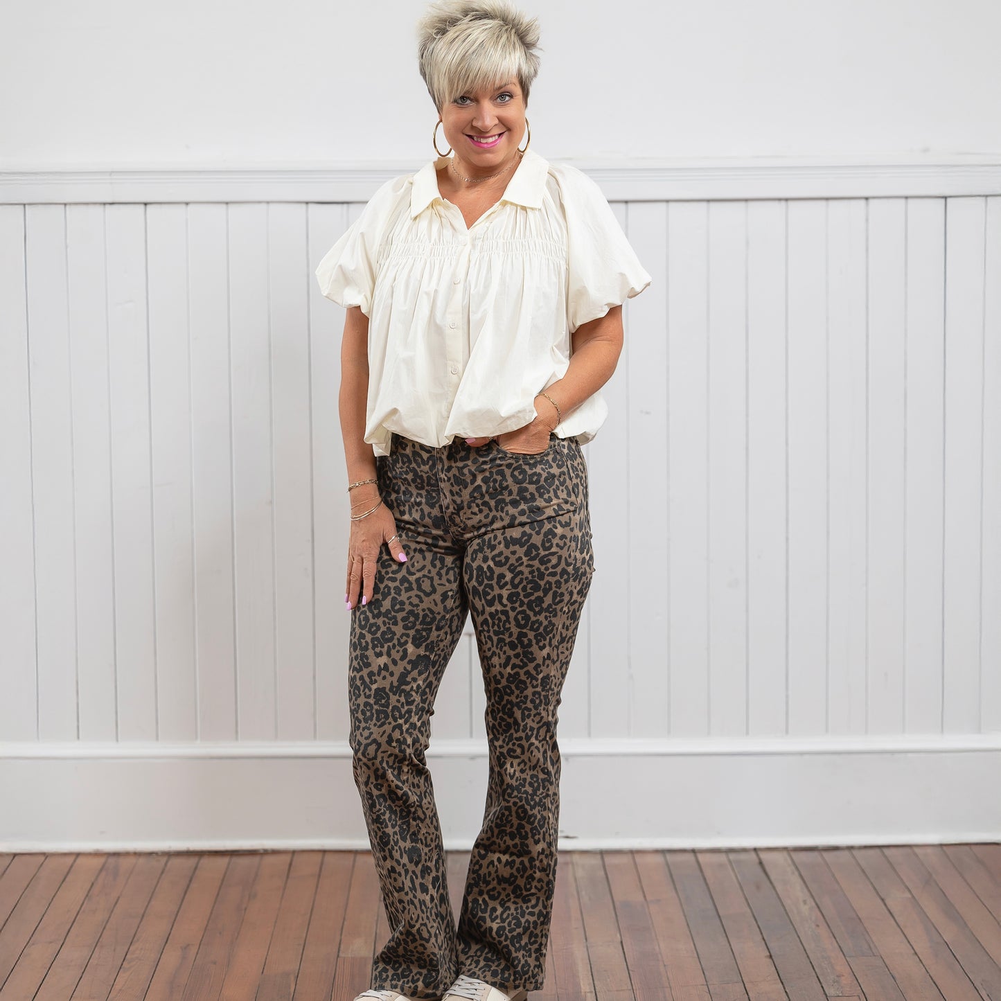 Judy Blue HW Bootcut Leopard Jeans