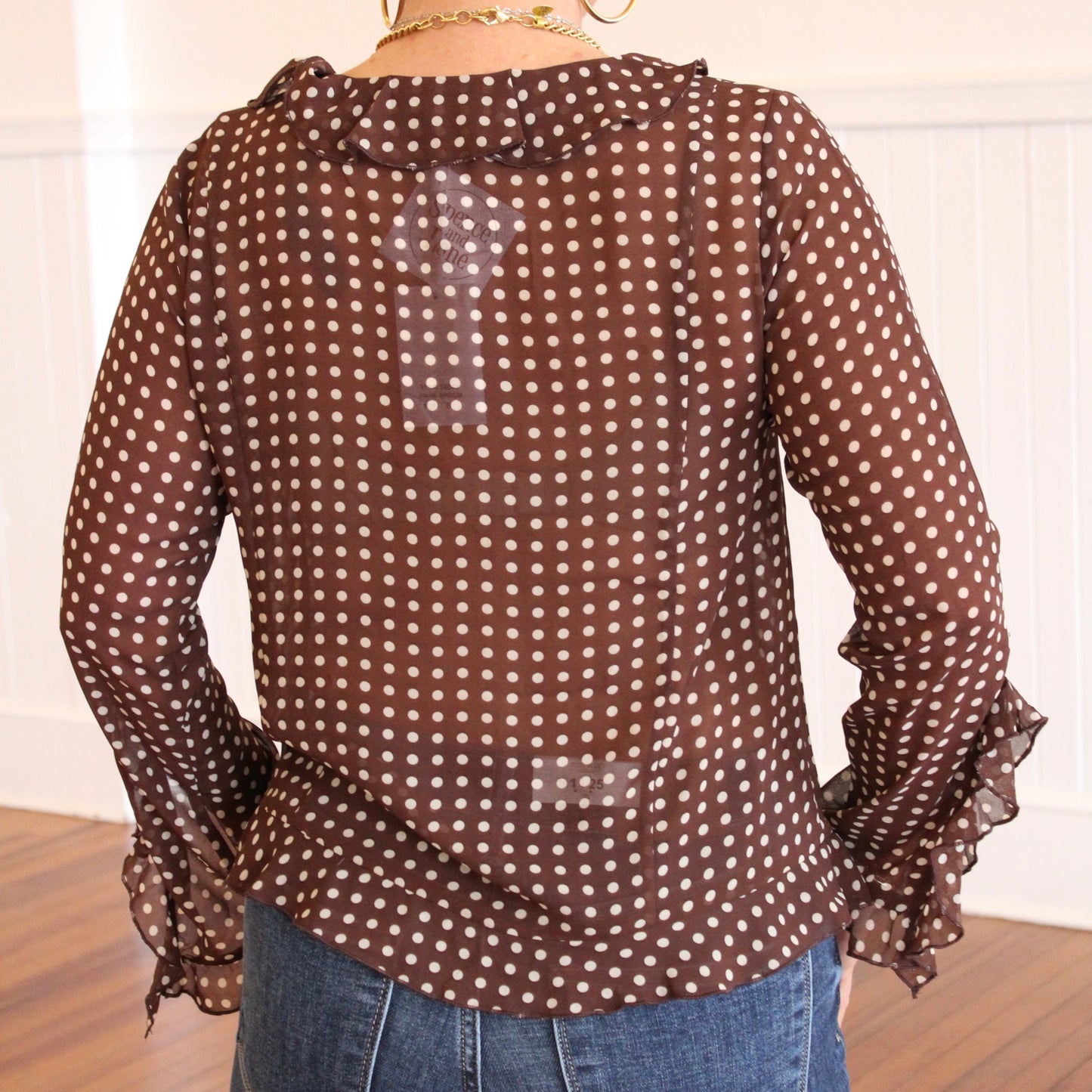 Liza Ruffle Top- Brown Cream