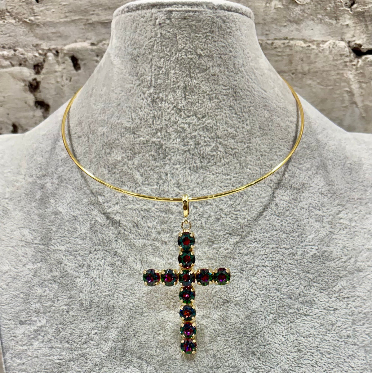 Ella Cross Pendant - Rainbow