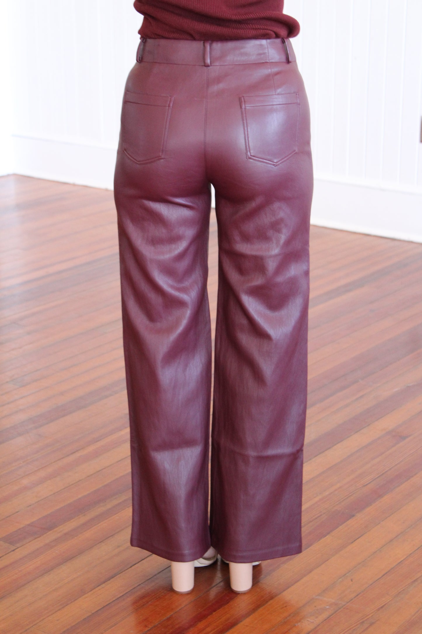 Reeve Fauz Leather Pant- Burgundy