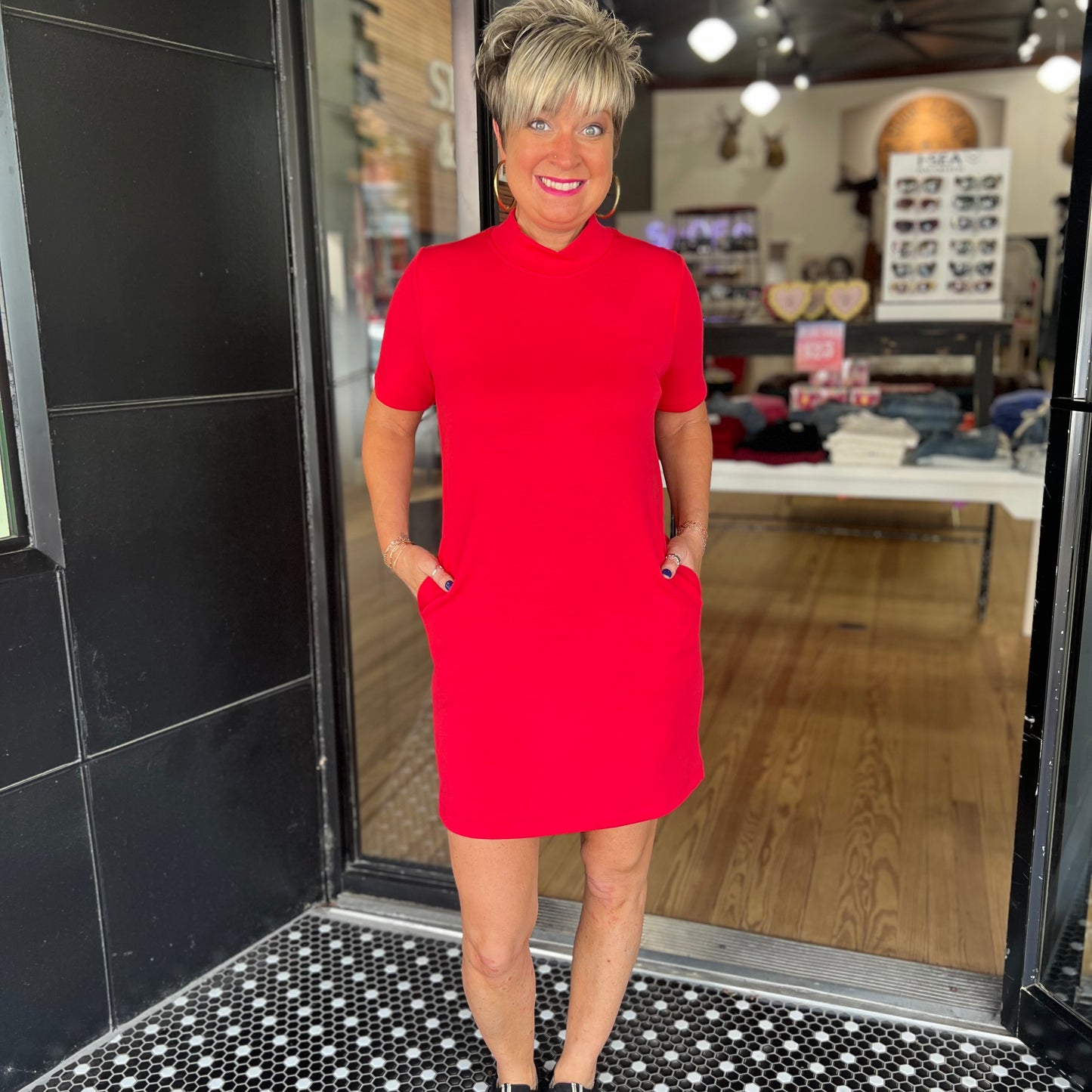 Casual Mini Dress - True Red