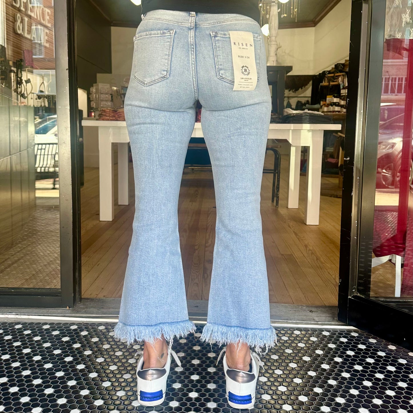 Risen TC High Rise Crop Frayed Jeans