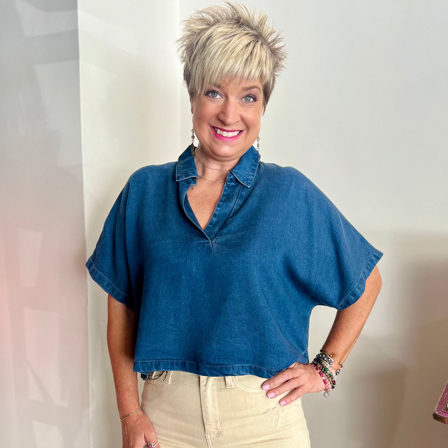 The Shelby Top- Dark Wash