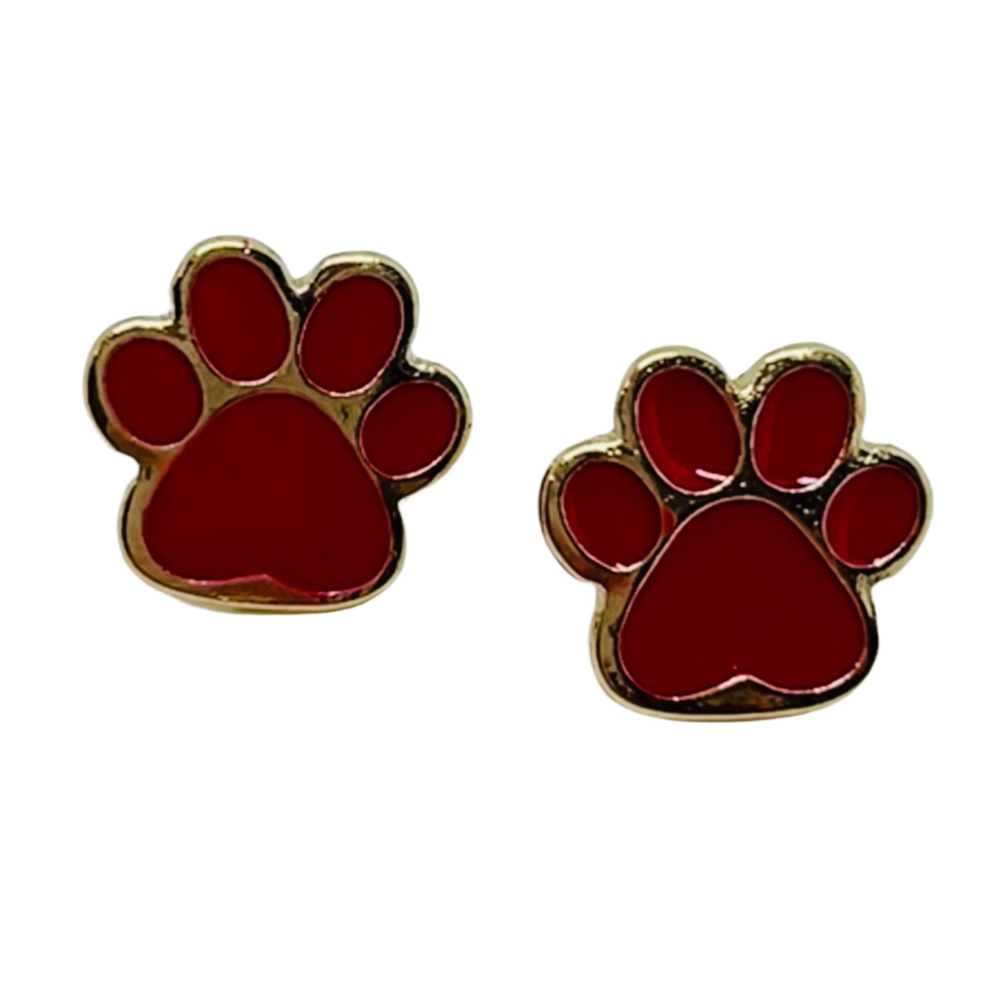 Paw Print Epoxy Earrings - Red