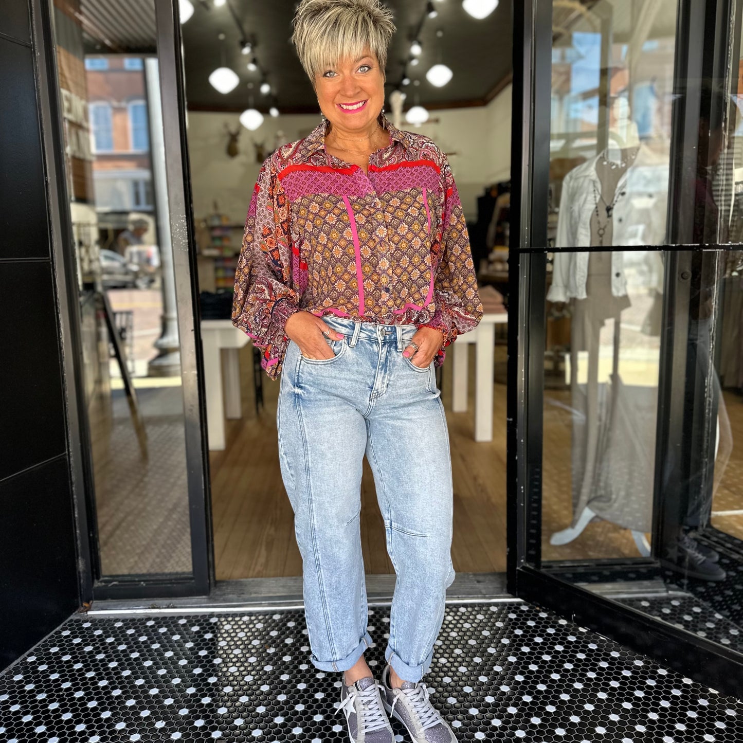 Risen HR Boyfriend Cuffed Barrel Jeans