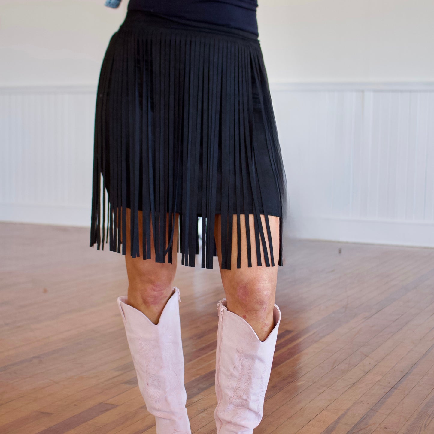Fringe Mini Skirt - Black