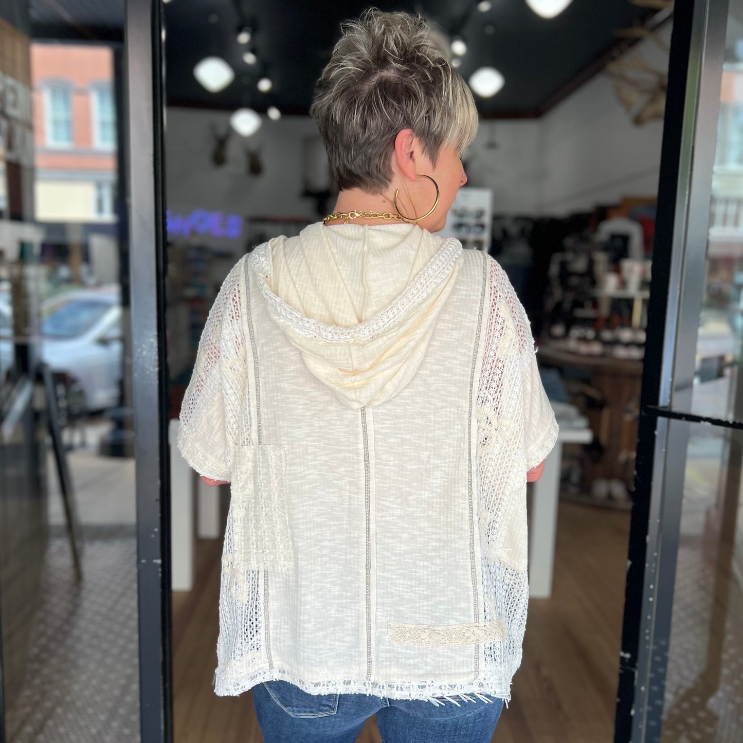 Hooded Tread & Thistle Pullover - Natural