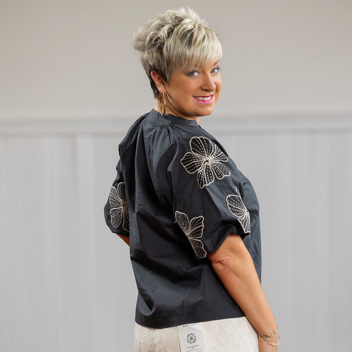 Petal Puff Top - Black