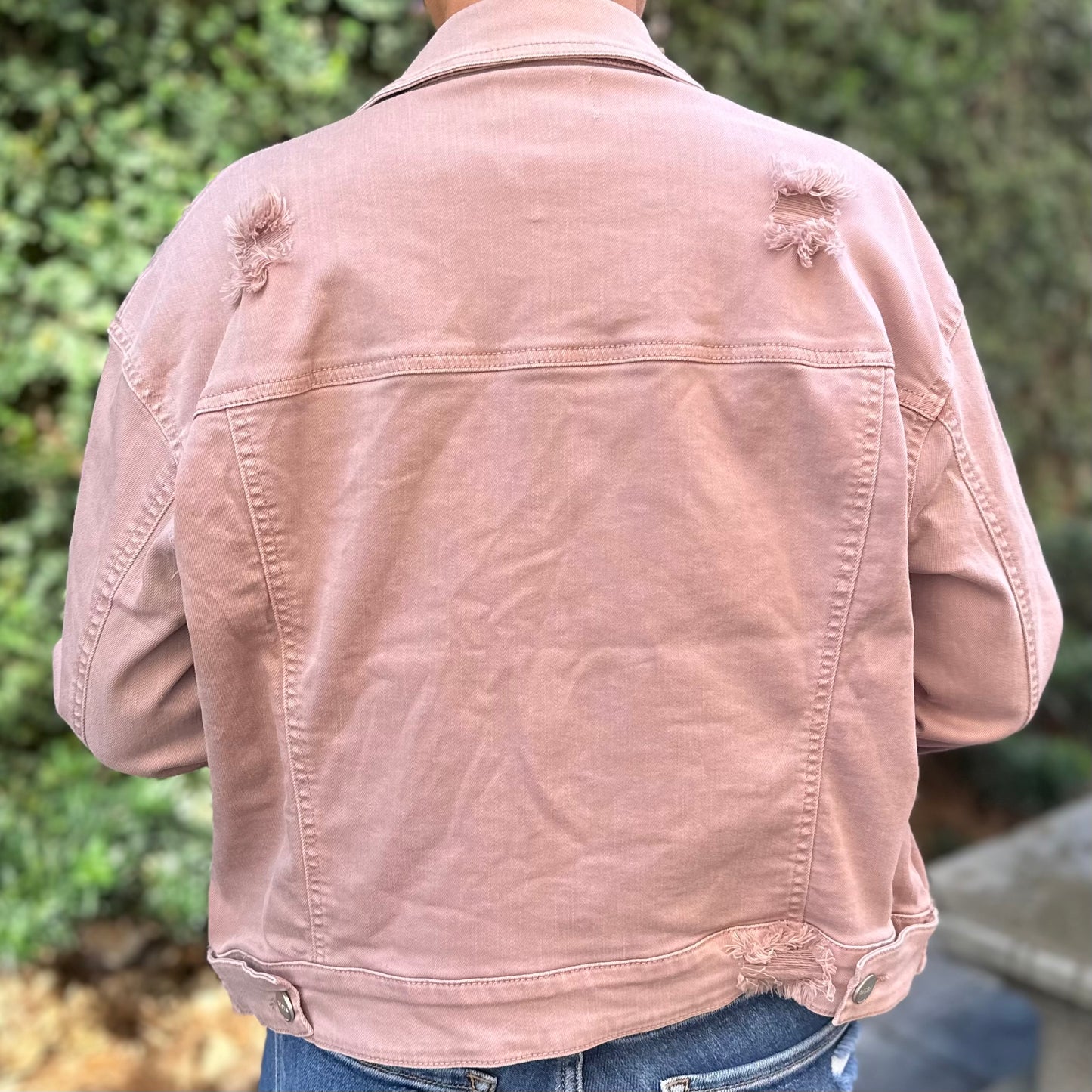 Risen Oversized Distressed Jacket - Mauve