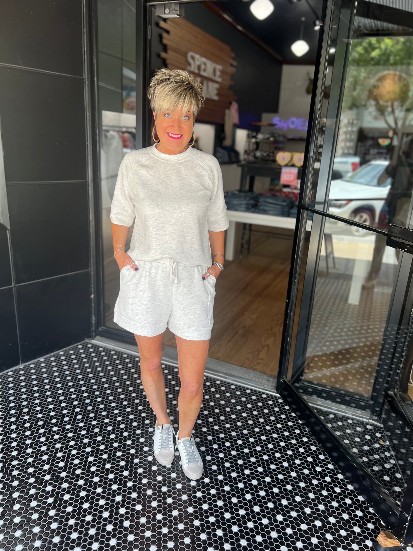 Scuba Pleat Casual Short - Heather Grey