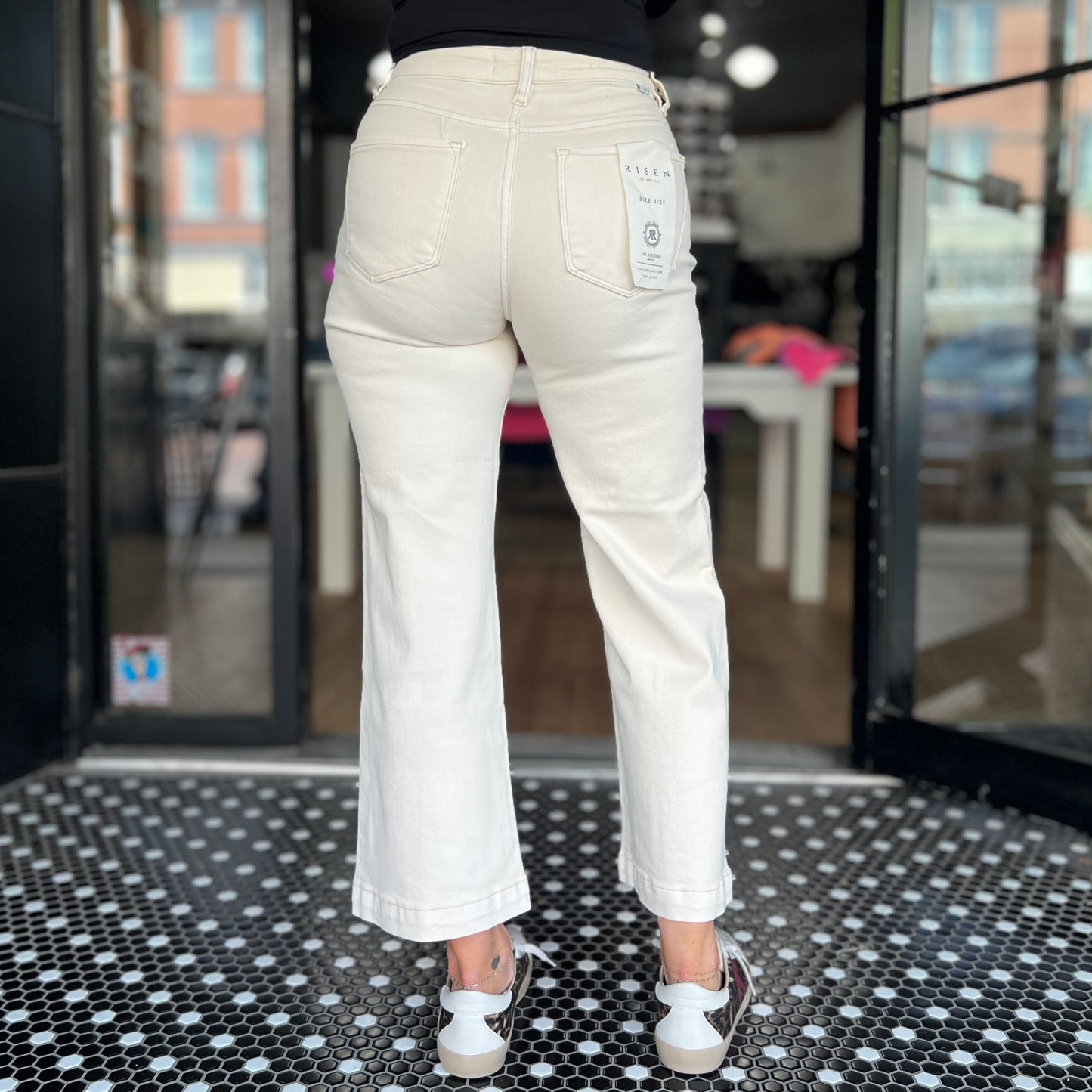 Risen TC High Rise Crop Wide Jeans - Ivory