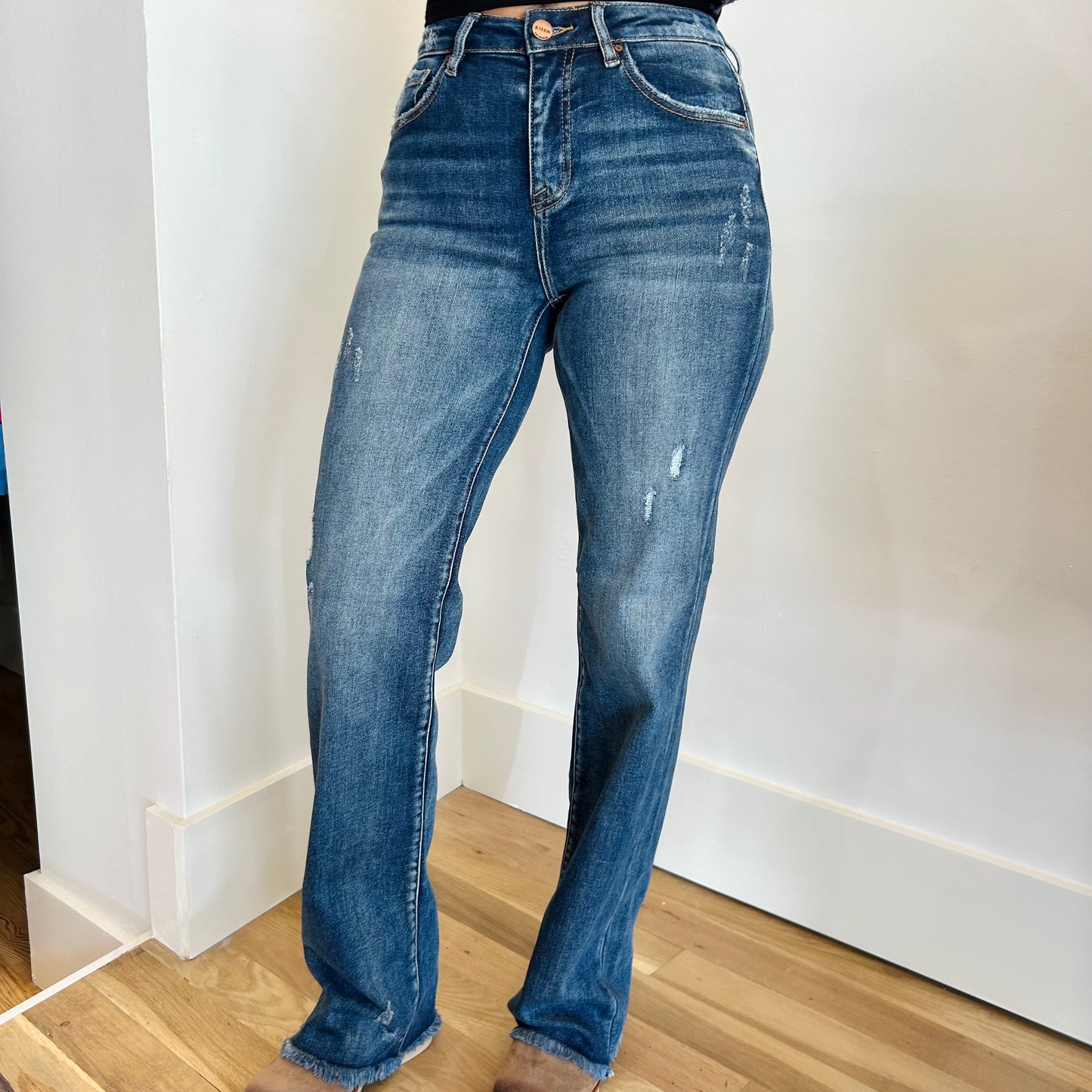 Risen HR Long Straight Jeans - Dark