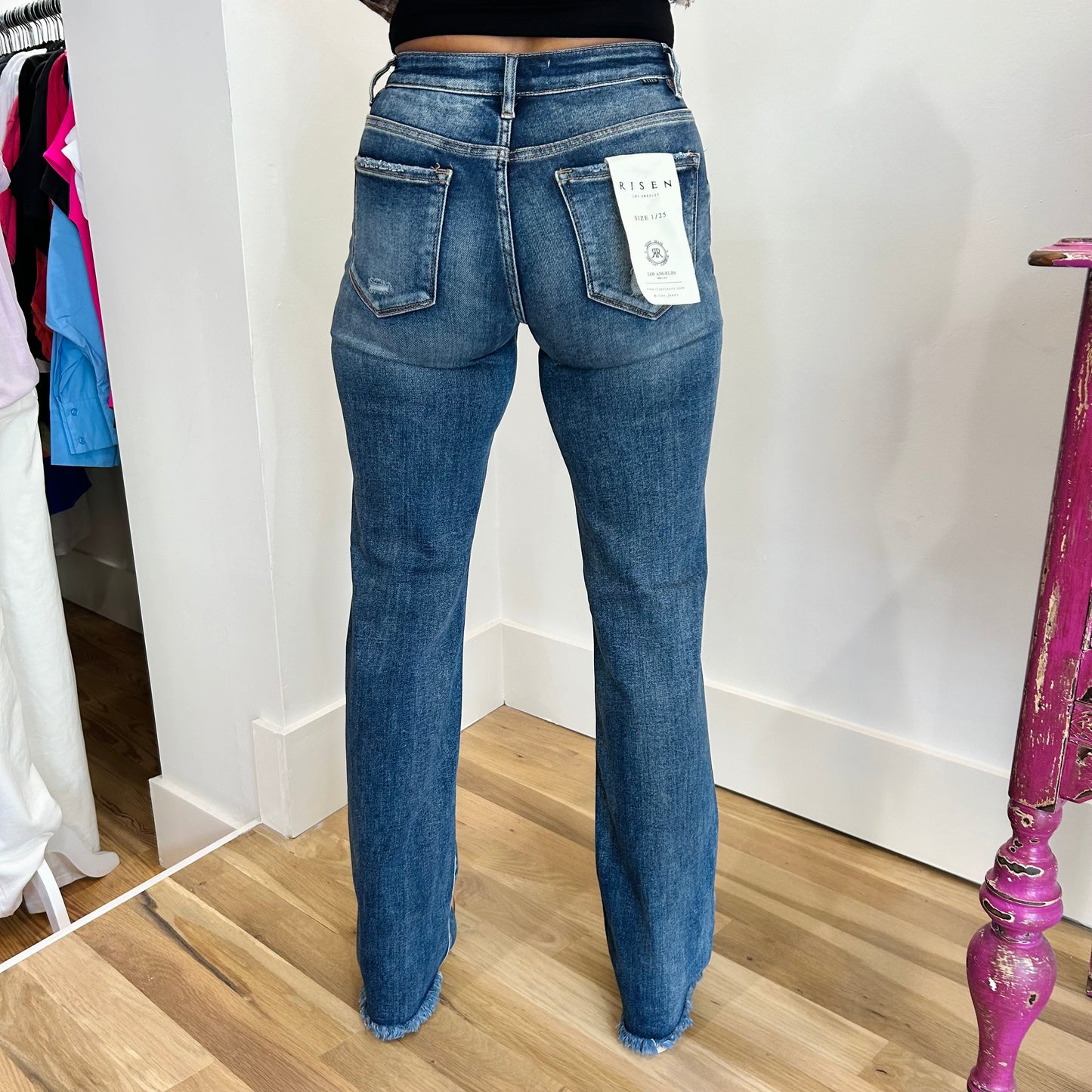 Risen HR Long Straight Jeans - Dark