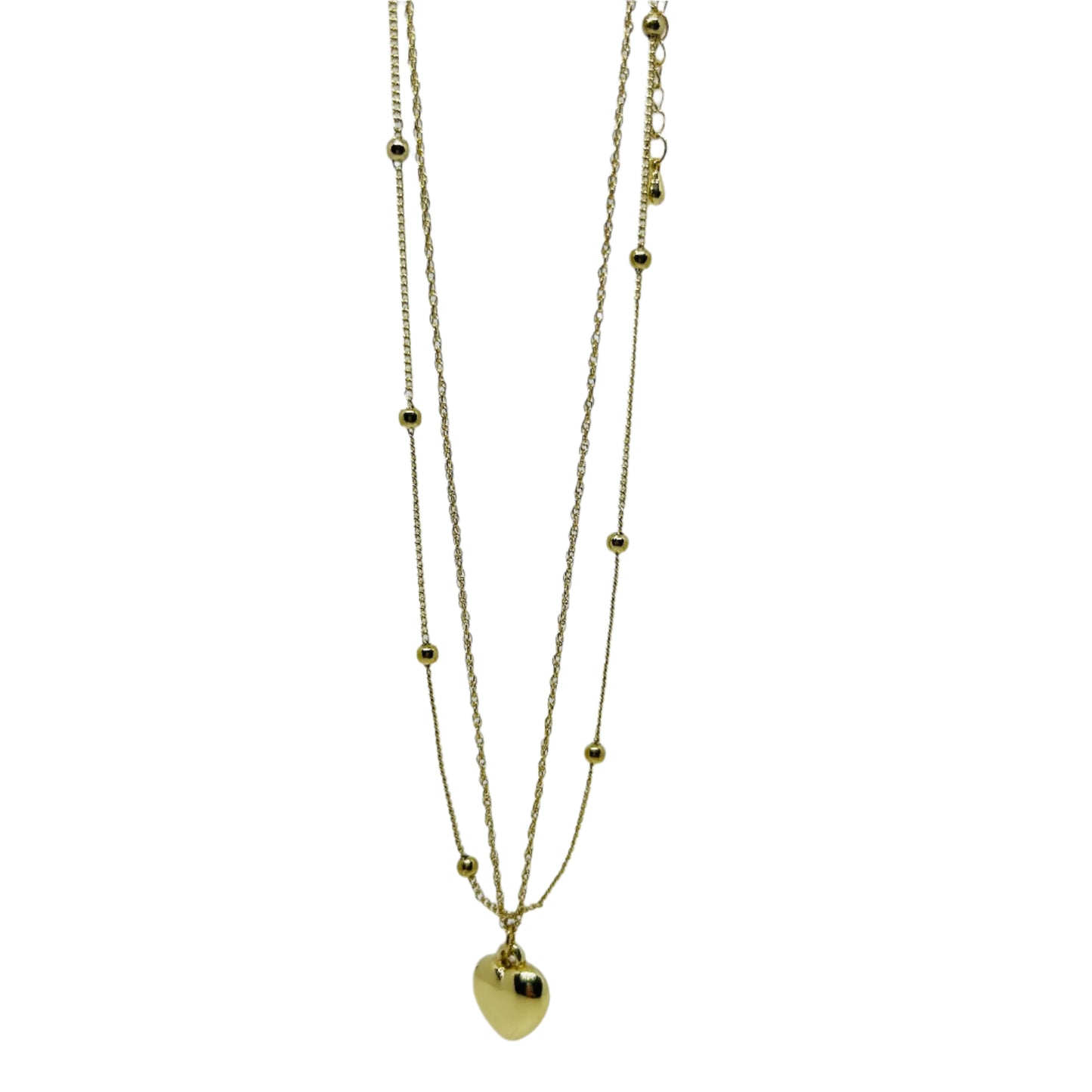 Heart Pendant Dual Necklace - Gold