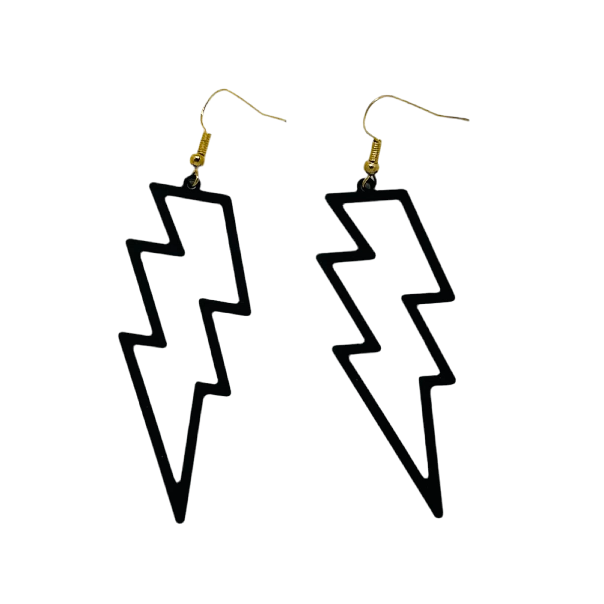 Thunderbolt Rubber Coat Earrings- Black