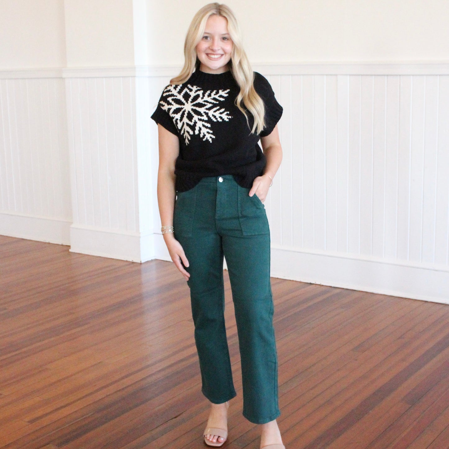 Snowflakes Falling Top- Black