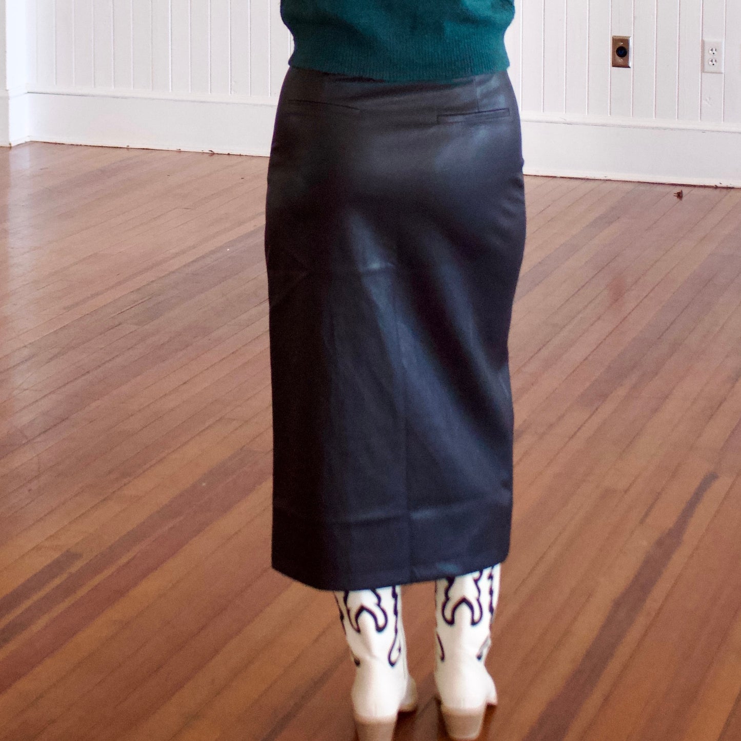 Night Court Leather Skirt - Black