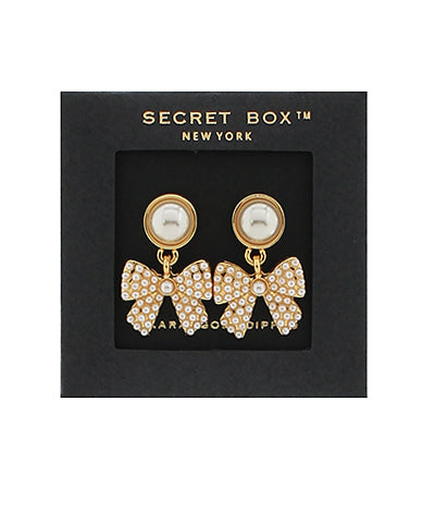 Ribbon Pearl Dangle Earrings