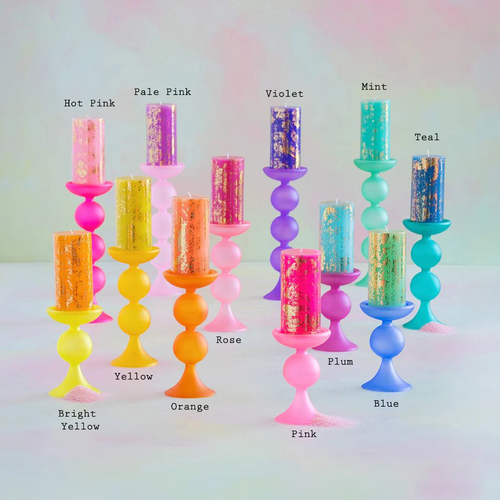 Sugar Plum Frosted Pillar Candle Holder - 6.5"