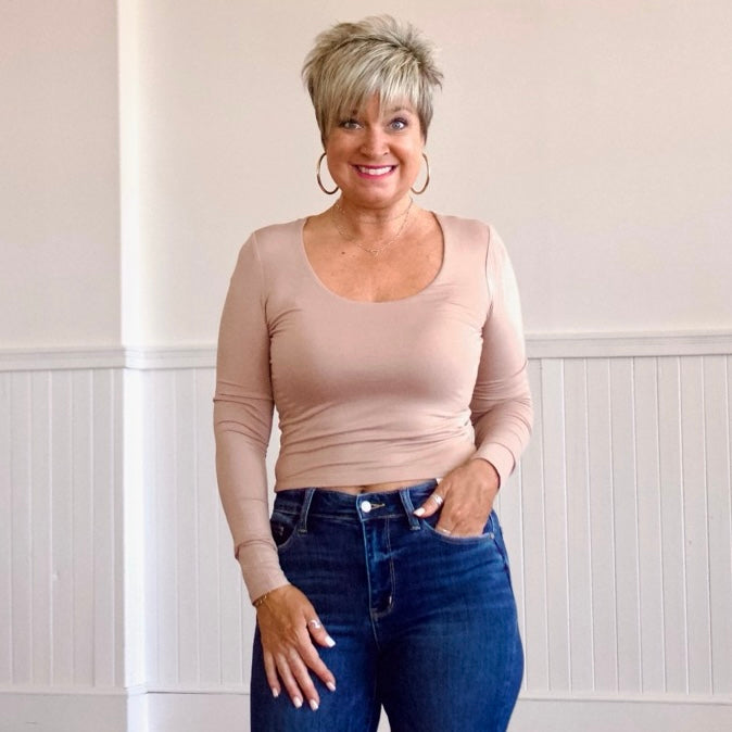 Basic Layering Top- Dark Taupe
