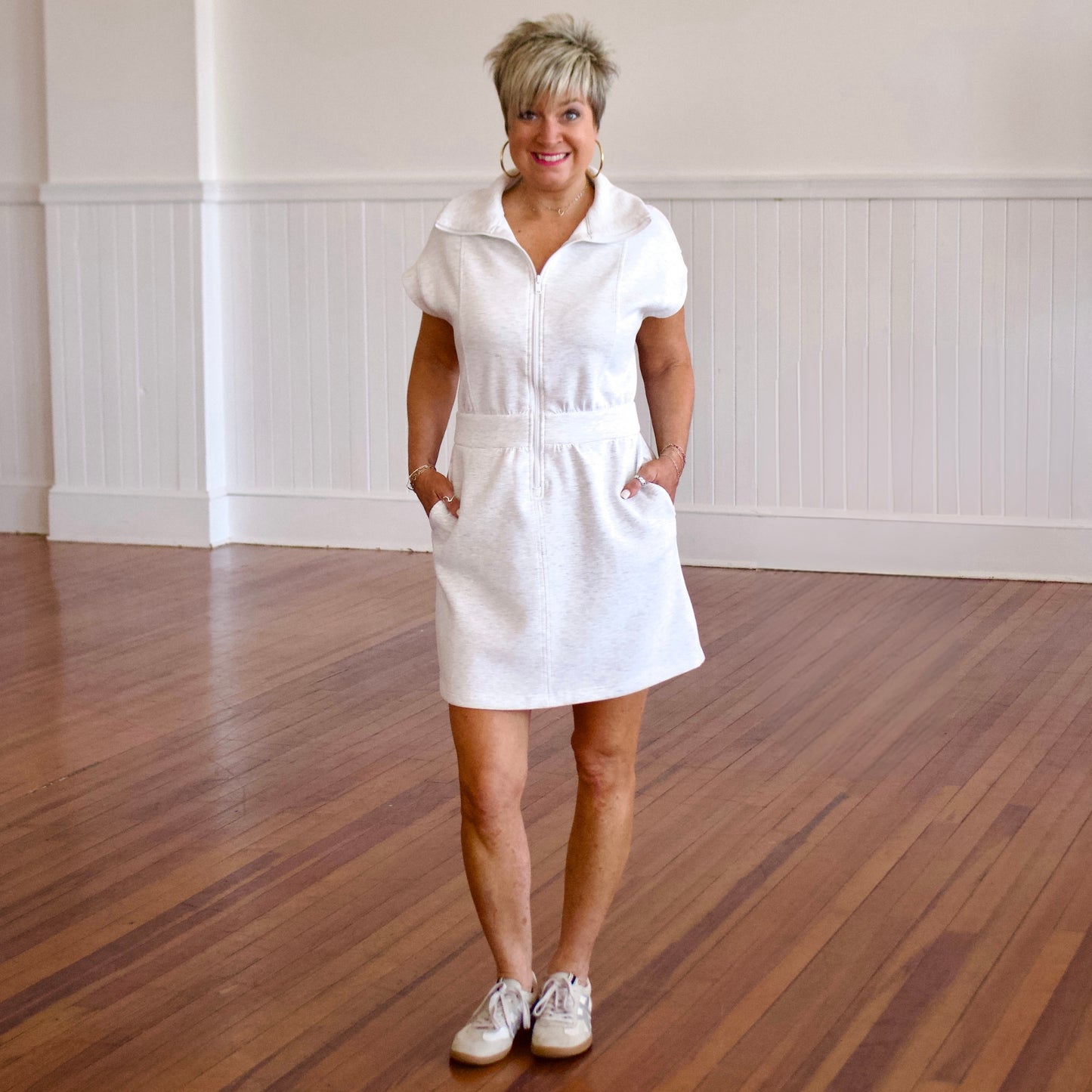 Scuba Luxe Half-Zip Mini Dress - Grey