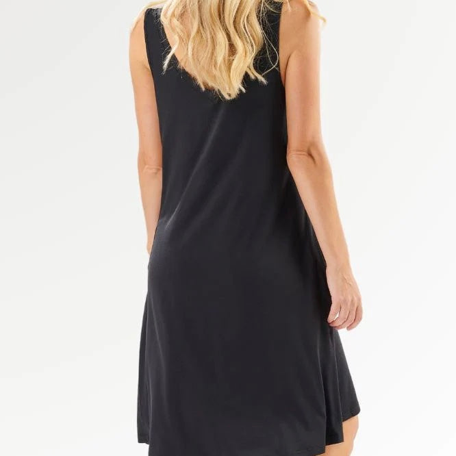 Faceplant Dreams V-Neck Nightgown: Black