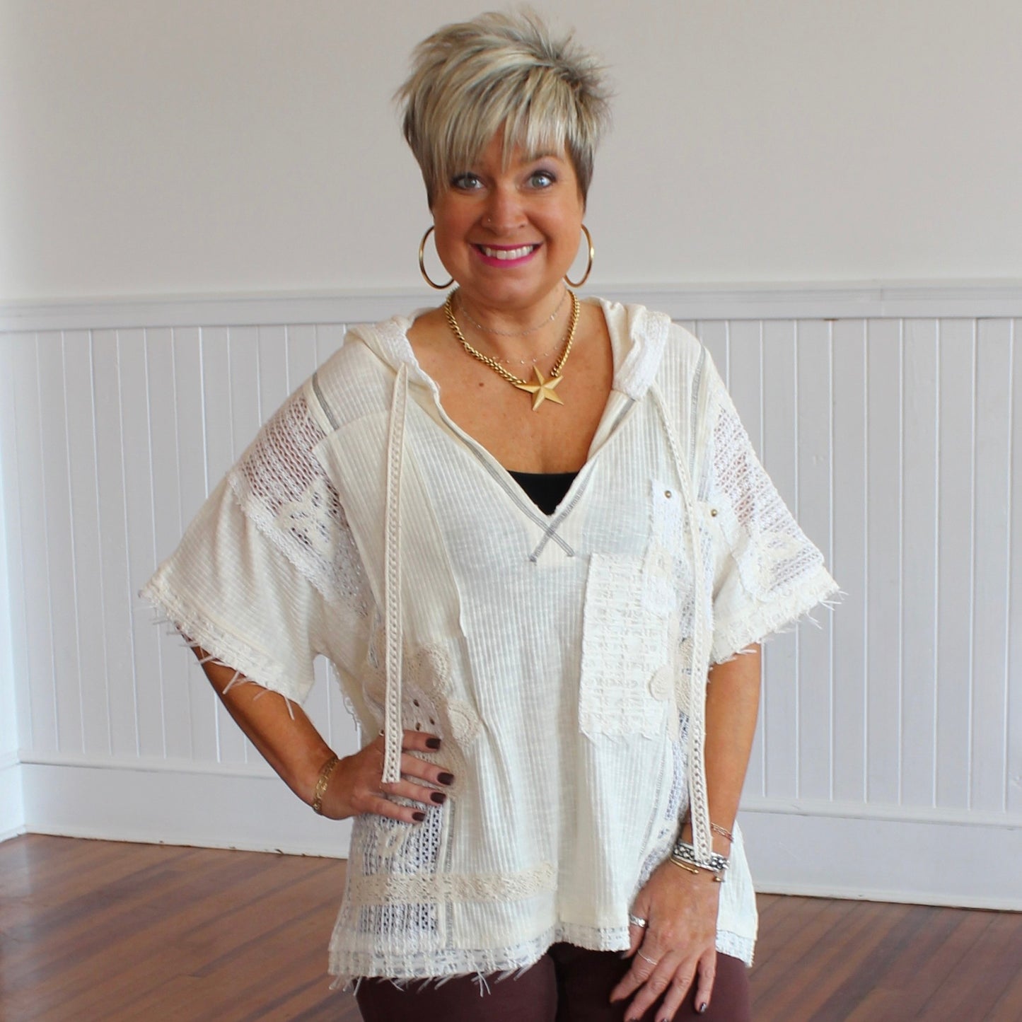 Hooded Tread & Thistle Pullover - Natural