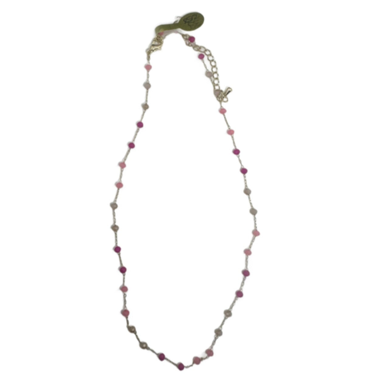Beaded Choker Necklace- Fuchsia