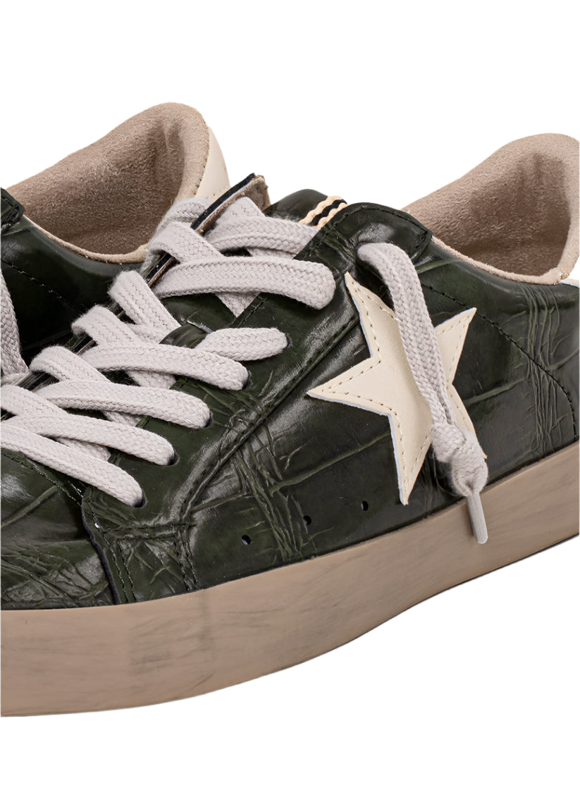 Paula Sneaker - Olive Croco