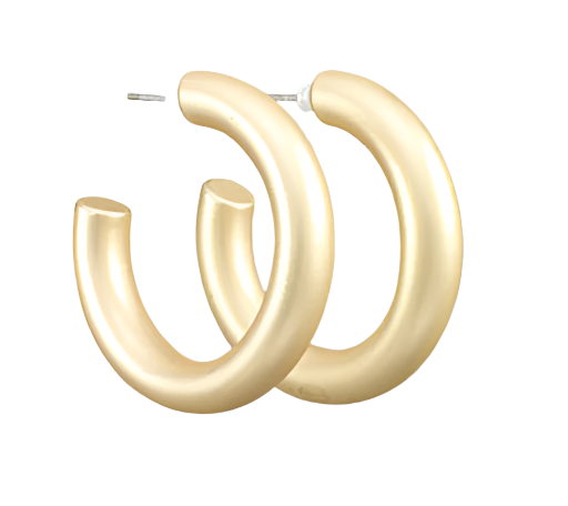 Tube Hoops - Matte Gold