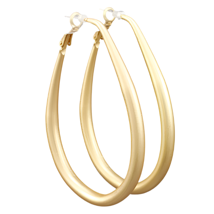 Teardrop Tube Earrings - Matte Gold