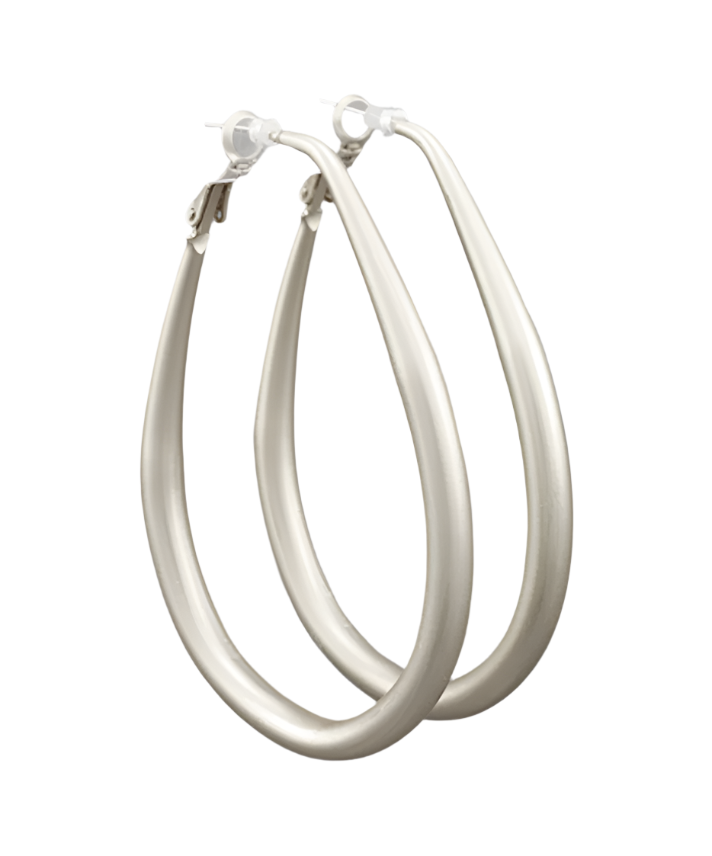 Teardrop Tube Hoops - Matte Silver