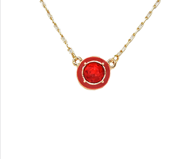 Glass Round Pendant Necklace - Sapphire