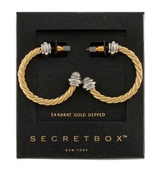 Pearl End Cable Hoops - Gold/Rhodium