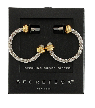 Pearl End Cable Hoops - Rhodium/Gold