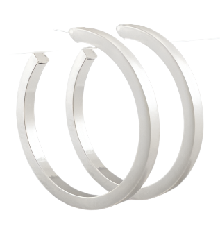 50mm Thick Hoops - Satin Silver