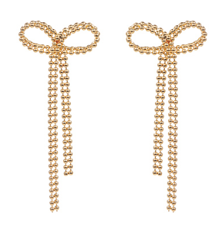 Bow Shaped Metal Ball Earrings