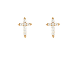 Cross Pearl Earrings