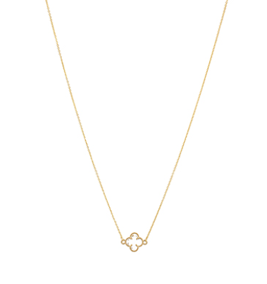 Clover Pendant Necklace - Clear/Gold