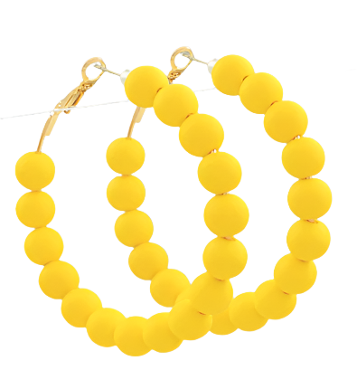 Beaded Clay Ball Hoops - Yellow