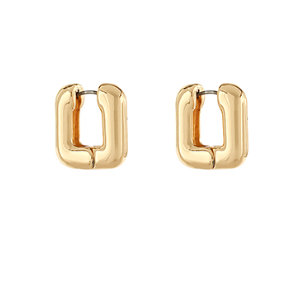 Bold Square Huggie Hoops - Gold